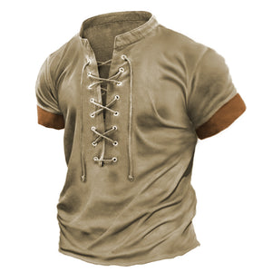 Lässiges Vintage-T-Shirt mit Farbblock-Print und kurzen Ärmeln für Herren