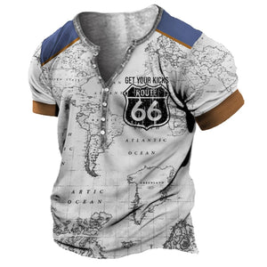 Herren 3D Digitaldruck Street Trend 7-Knopf-Cardigan Kurzarm-T-Shirt