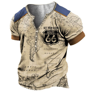 Herren 3D Digitaldruck Street Trend 7-Knopf-Cardigan Kurzarm-T-Shirt