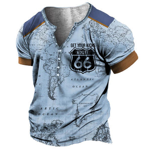 Herren 3D Digitaldruck Street Trend 7-Knopf-Cardigan Kurzarm-T-Shirt