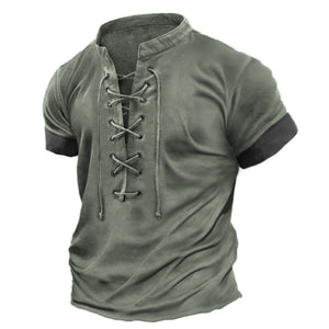 Lässiges Vintage-T-Shirt mit Farbblock-Print und kurzen Ärmeln für Herren