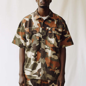 Men's Camouflage Print Short Sleeve Casual Shirt
