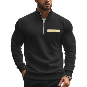 Lässiges, einfarbiges Sweatshirt mit Reißverschluss und Stehkragen für Herren