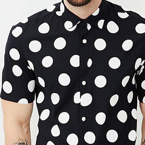 Men's Summer Skin Friendly Polka Dot Casual Short Sleeve Shirt