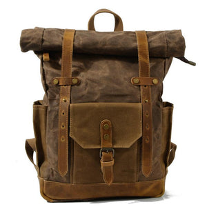 Wasserdichter Vintage-Rucksack aus kontrastierendem Canvas mit mehreren Taschen für Herren