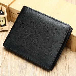 Men's Vintage Top Layer Cowhide Short Bi-Fold Wallet