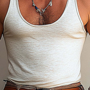 Men's White Slim Fit Comfortable Breathable Tank Top