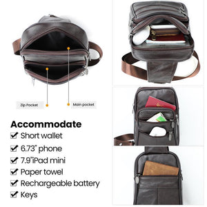 Herren Vintage Casual Leder Reißverschluss Umhängetasche Messenger Bag
