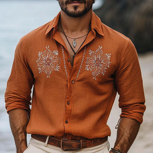 Men's Vintage Embroidery Fashion Long Sleeve Shirt