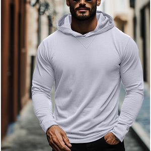 Men's Casual Solid Color Hooded Long Sleeve T-Shirt