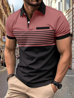 Herren-Poloshirt mit Reißverschluss und Streifen