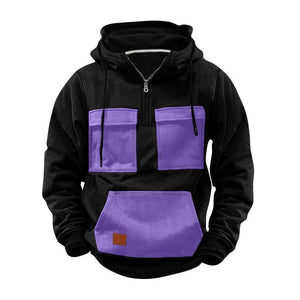 Men's Colorblock Pocket Half Zip Hoodie