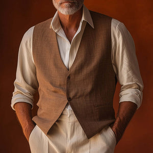 Men's Western Vintage Linen Suit Vest