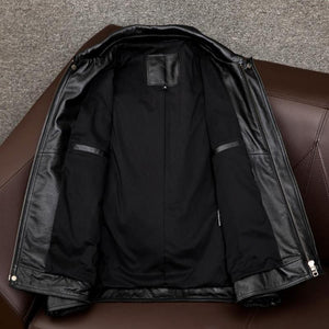 Men's Vintage Lapel Double Chest Pocket Leather Jacket