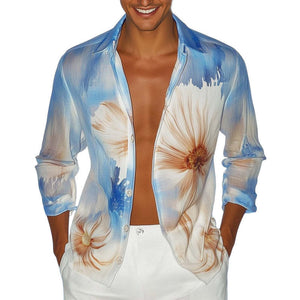 Men's Summer Lightweight And Comfortable Printed Long Sleeve Shirt