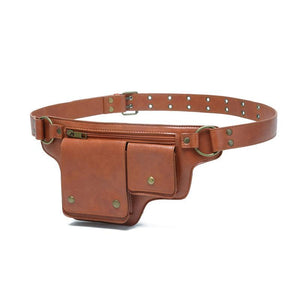 Herren Outdoor Sports Reißverschluss Verstellbare Leder-Gürteltasche