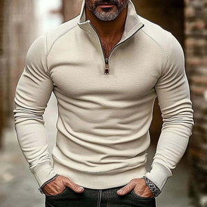 Lässiges, einfarbiges Sweatshirt mit Stehkragen für Herren