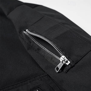 Herren Leichte Jacke Bomberjacke Freizeitjacke Alltag Urlaub Wasserdicht Tasche Frühling & Herbst Einfarbig Modisch Klassisch Revers Standard Schwarz Weiß Königsblau Lila Kaffee Jacke