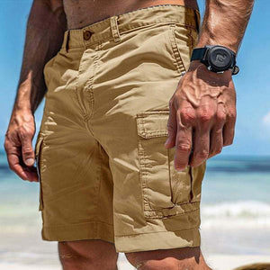 Men's Solid Color Multi-Pocket Cargo Shorts