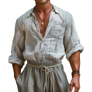 Atmungsaktives Langarmhemd mit Streifenmuster für Herren