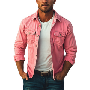 Klassisches, modisches, lässiges, gewaschenes Langarmhemd für Herren