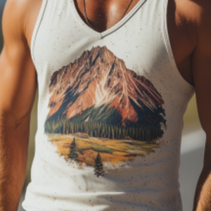 Men's American Retro Yellowstone Park Series Printed V-Neck Cotton Tank Top