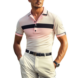 Men's Classic Casual Contrast Print Gradient Golf Short Sleeve Polo Shirt