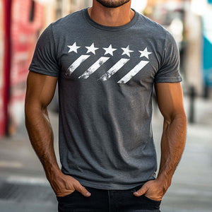 Herren Retro Casual Geometrischer Druck Rundhalsausschnitt Kurzarm T-Shirt