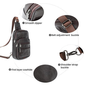 Herren Vintage Casual Leder Reißverschluss Umhängetasche Messenger Bag