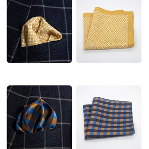 Men's Classic Vintage British Style Pattern Silk Blazer Pocket Scarf