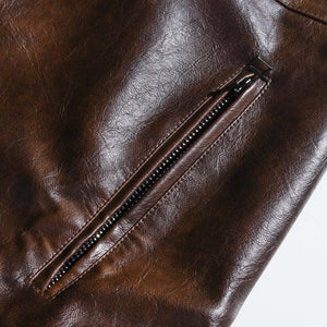 Men's Vintage Distressed Zipper Leather Jacket