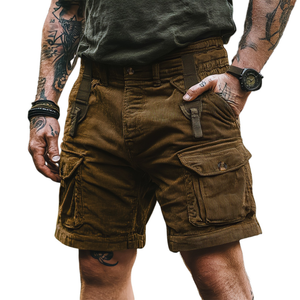 Lässige Outdoor-Cargo-Shorts aus Cord mit mehreren Taschen für Herren