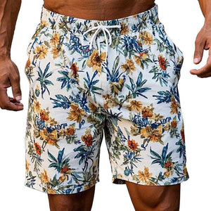 Men's Casual Resort Print Linen Shorts