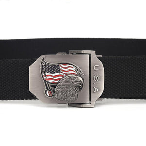 Men's USA Eagle Flag Canvas Automatic Smooth Buckle Belt