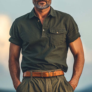 Men's Summer Comfort Distressed Polo Neck T-Shirt