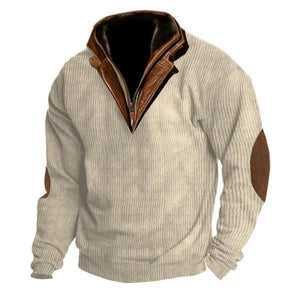 Herren-Sweatshirt mit Colorblock-Nähten und Kragenrevers