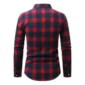 Men's Casual Plaid Long-Sleeved Shirt