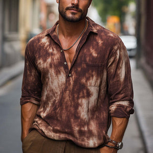 Herren Sommer Rot Braun Tie-Dye Baumwolle Casual T-Shirt