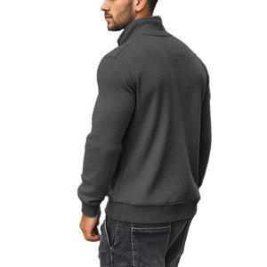 Lässiges, einfarbiges Sweatshirt mit Reißverschluss und Stehkragen für Herren