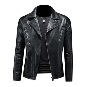 Men's Vintage Biker Lapel Leather Jacket