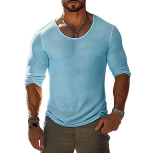 Men's Casual Cotton Round Neck Slim Fit Long Sleeve T-Shirt