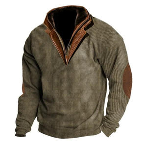 Herren-Sweatshirt mit Colorblock-Nähten und Kragenrevers