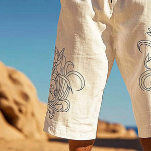 Men's Casual Simple Printed Mid-length Trousers