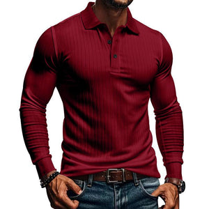 Lässiges elastisches Langarm-POLO-Shirt für Herren