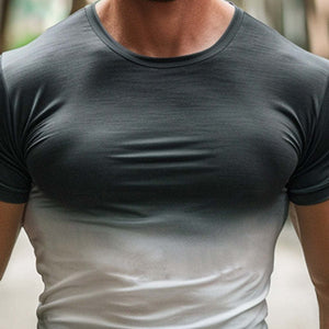 Men's Gradient Print Short Sleeve Cotton T-Shirt