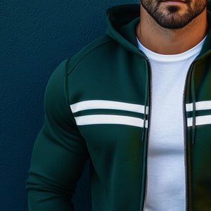 Men's Retro Casual Colorblock Sports Hooded Jacket
