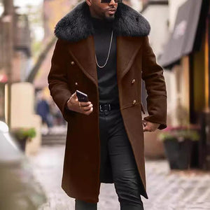 Men's Winter Fur Collar Mid-length Coat