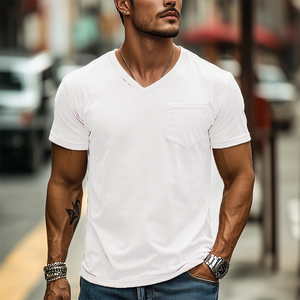 Herren Frühling und Sommer Mode Casual Wildleder Slim Kurzarm T-Shirt