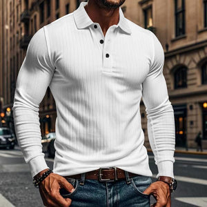 Lässiges elastisches Langarm-POLO-Shirt für Herren