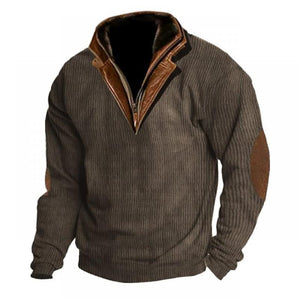Herren-Sweatshirt mit Colorblock-Nähten und Kragenrevers